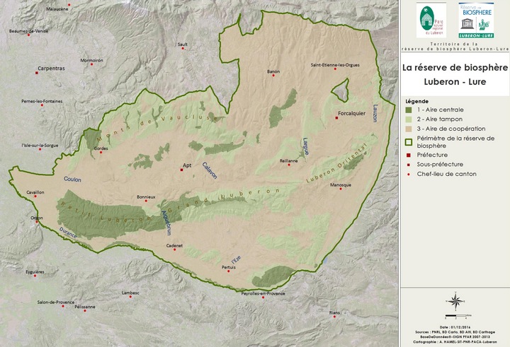 Périmètre de la Réserve de biosphère Luberon-Lure Périmètre de la Réserve de biosphère Luberon-Lure (SIT PNR PACA-Arnoul Hamel)