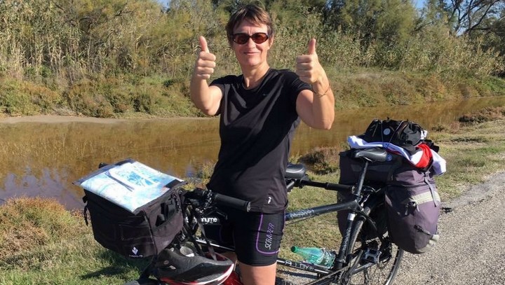 Sylvie Palpant en itinérance à vélo Sylvie Palpant en itinérance à vélo (photo VLP)