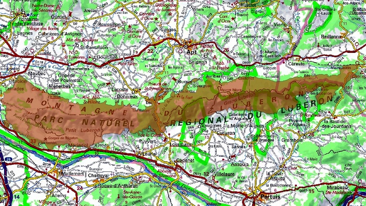 Situation du site Natura 2000 "Massif du Luberon"