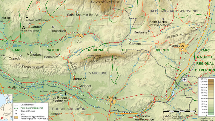 Carte topographique du Luberon
