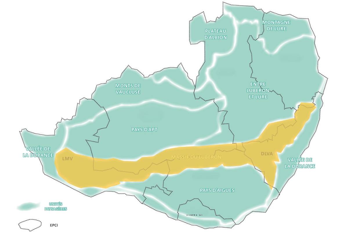 Carte de l'unité paysagère du massif du Luberon