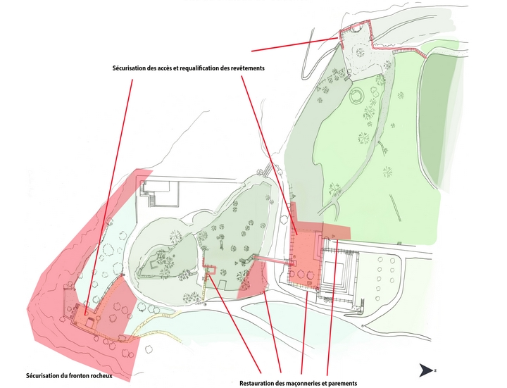 Plan des travaux de la première tranche - Site du château de Cadenet