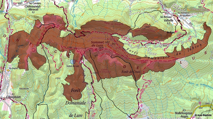 Carte de situation du site N2000 Montagne de Lure (SIT PNR SUD)